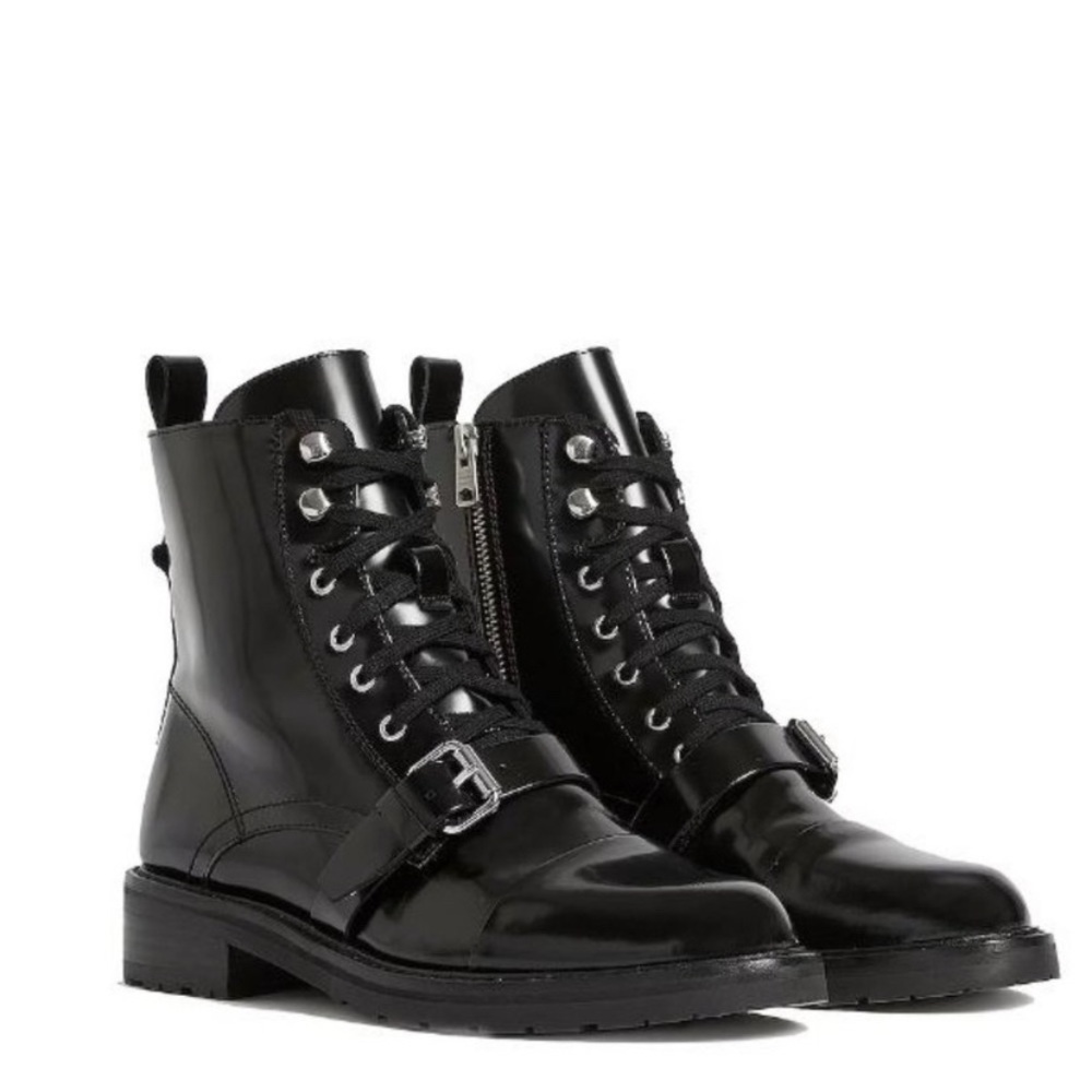 New All Saints Donita leather cargo combat boots size 9